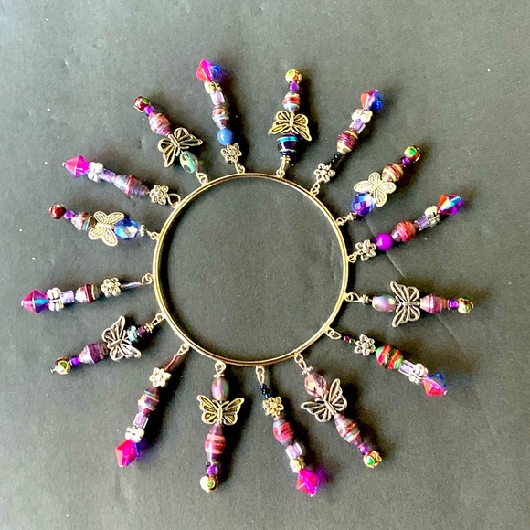 World Tribe Purple Dangling Bead Treasure Bracelet - Picture 1 of 2